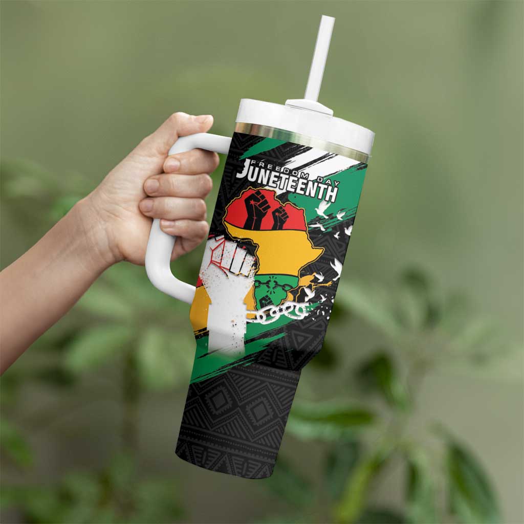 Personalised Nigeria Juneteenth Tumbler With Handle Africa Map - Happy Freedom Day
