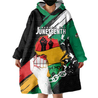 Personalised Nigeria Juneteenth Wearable Blanket Hoodie Africa Map - Happy Freedom Day