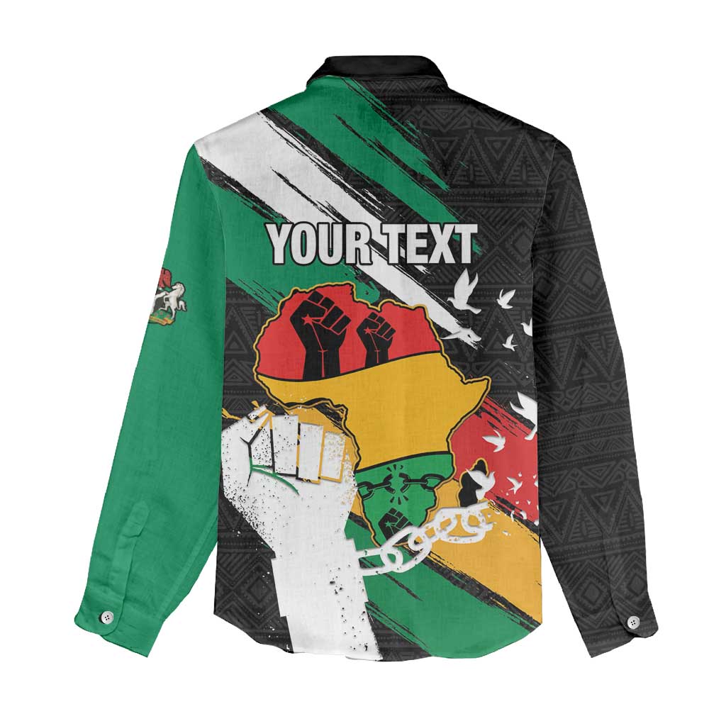Personalised Nigeria Juneteenth Women Casual Shirt Africa Map - Happy Freedom Day