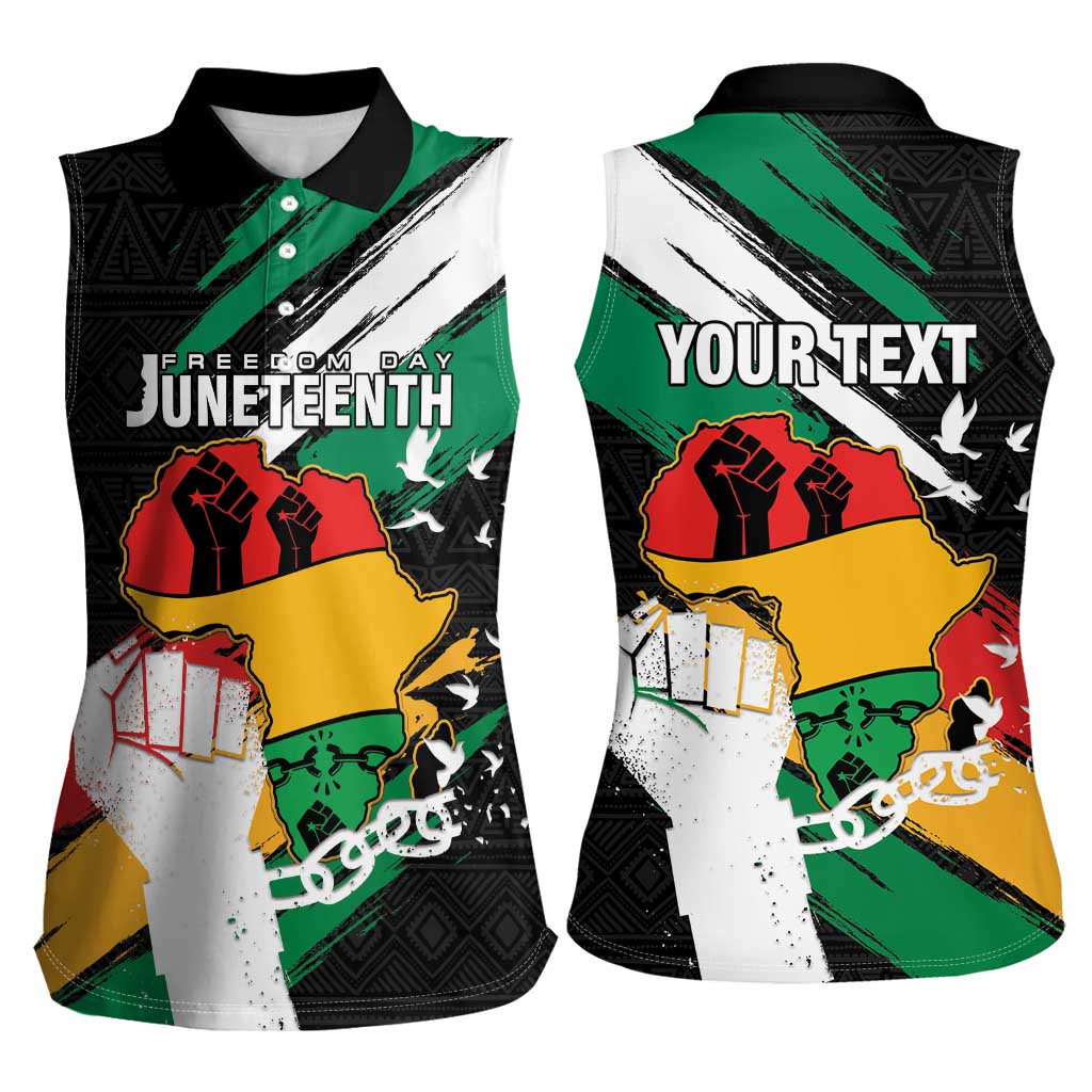 Personalised Nigeria Juneteenth Women Sleeveless Polo Shirt Africa Map - Happy Freedom Day