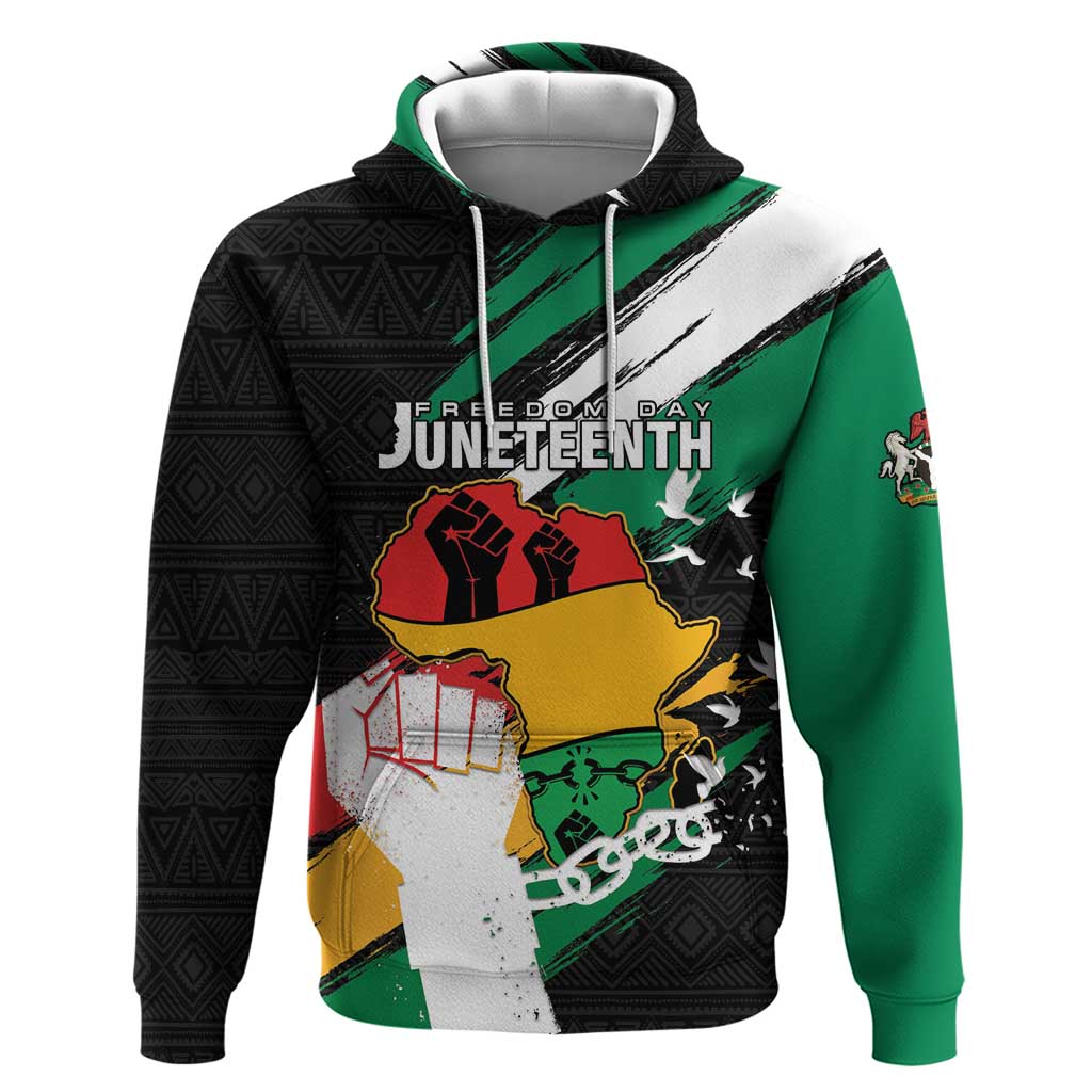 Personalised Nigeria Juneteenth Zip Hoodie Africa Map - Happy Freedom Day