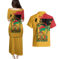 Juneteenth African American Couples Matching Puletasi and Hawaiian Shirt Free-ish Since 1865