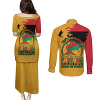 Juneteenth African American Couples Matching Puletasi and Long Sleeve Button Shirt Free-ish Since 1865