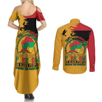 Juneteenth African American Couples Matching Summer Maxi Dress and Long Sleeve Button Shirt Free-ish Since 1865