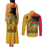 Juneteenth African American Couples Matching Tank Maxi Dress and Long Sleeve Button Shirt Free-ish Since 1865