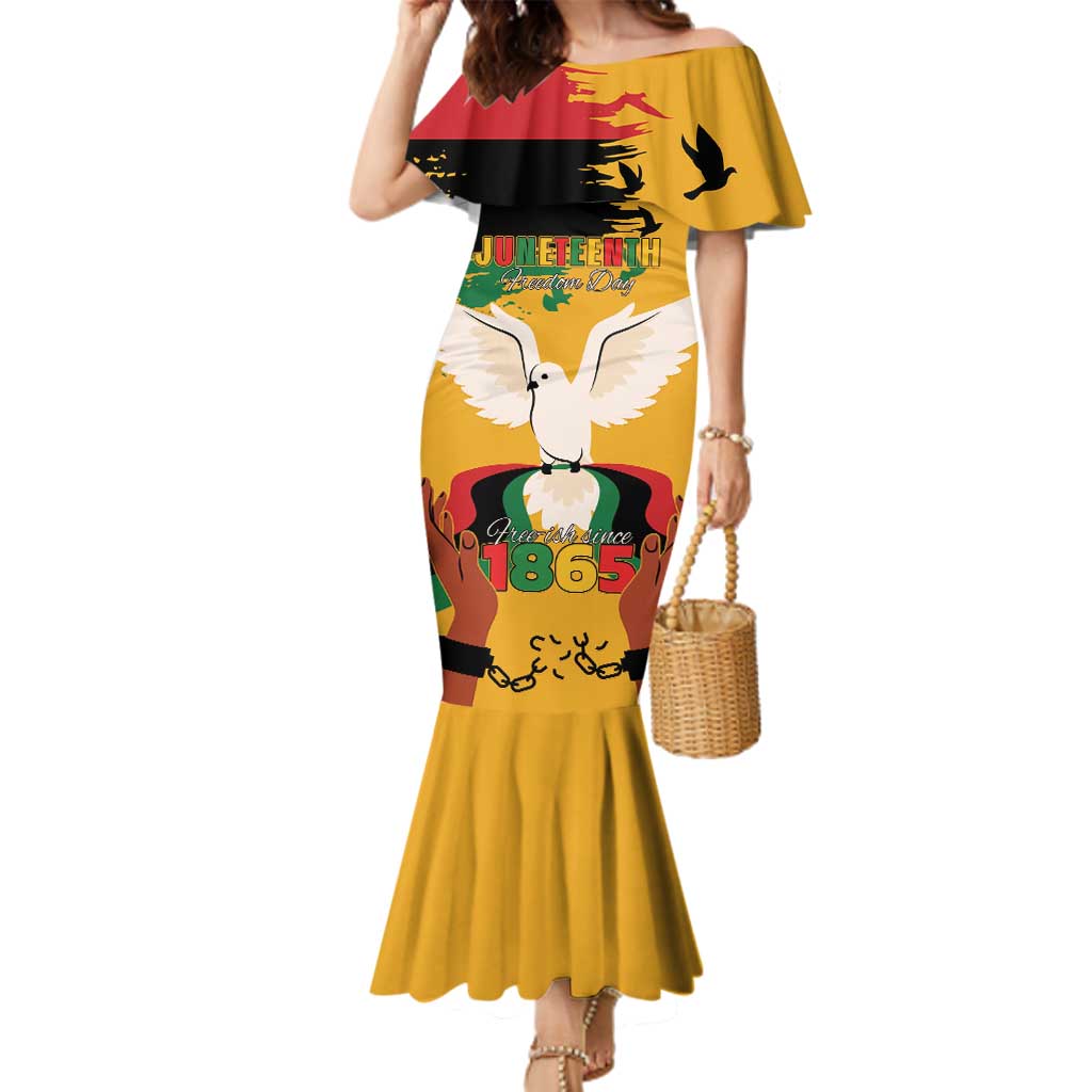 Juneteenth African American Family Matching Mermaid Dress and Hawaiian Shirt Free-ish Since 1865
