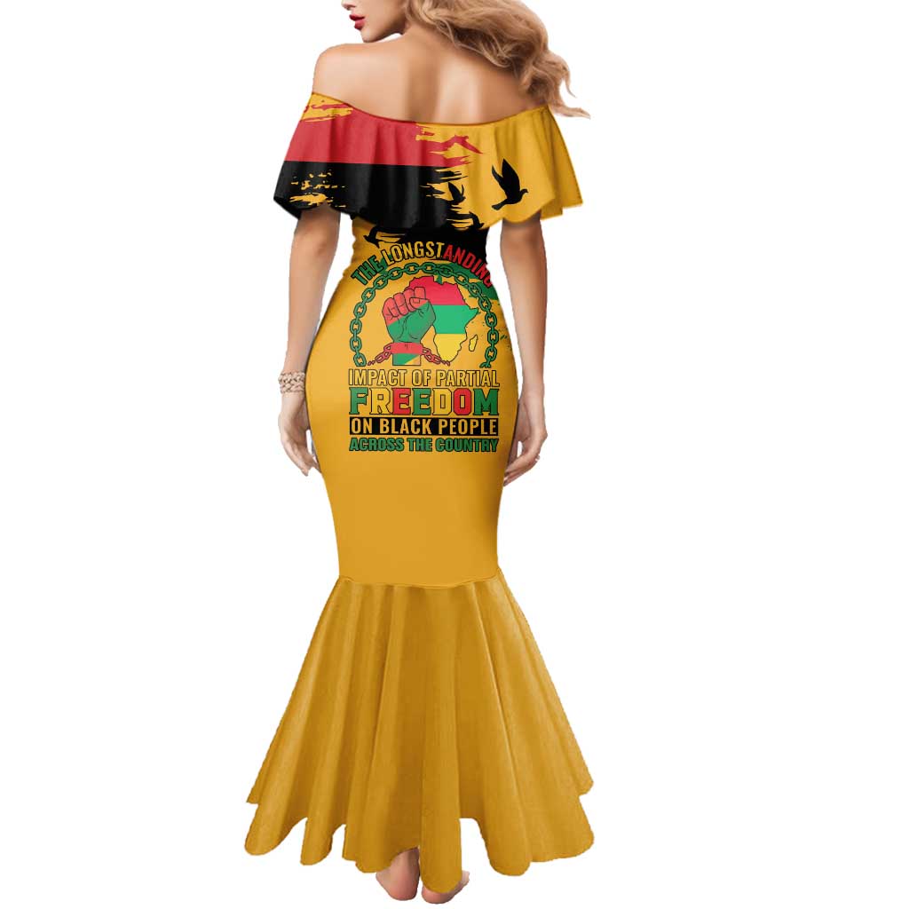 Juneteenth African American Family Matching Mermaid Dress and Hawaiian Shirt Free-ish Since 1865