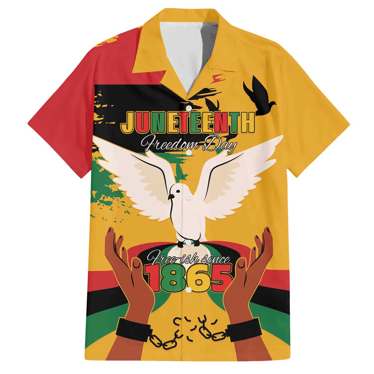 Juneteenth African American Family Matching Off The Shoulder Long Sleeve Dress and Hawaiian Shirt Free-ish Since 1865