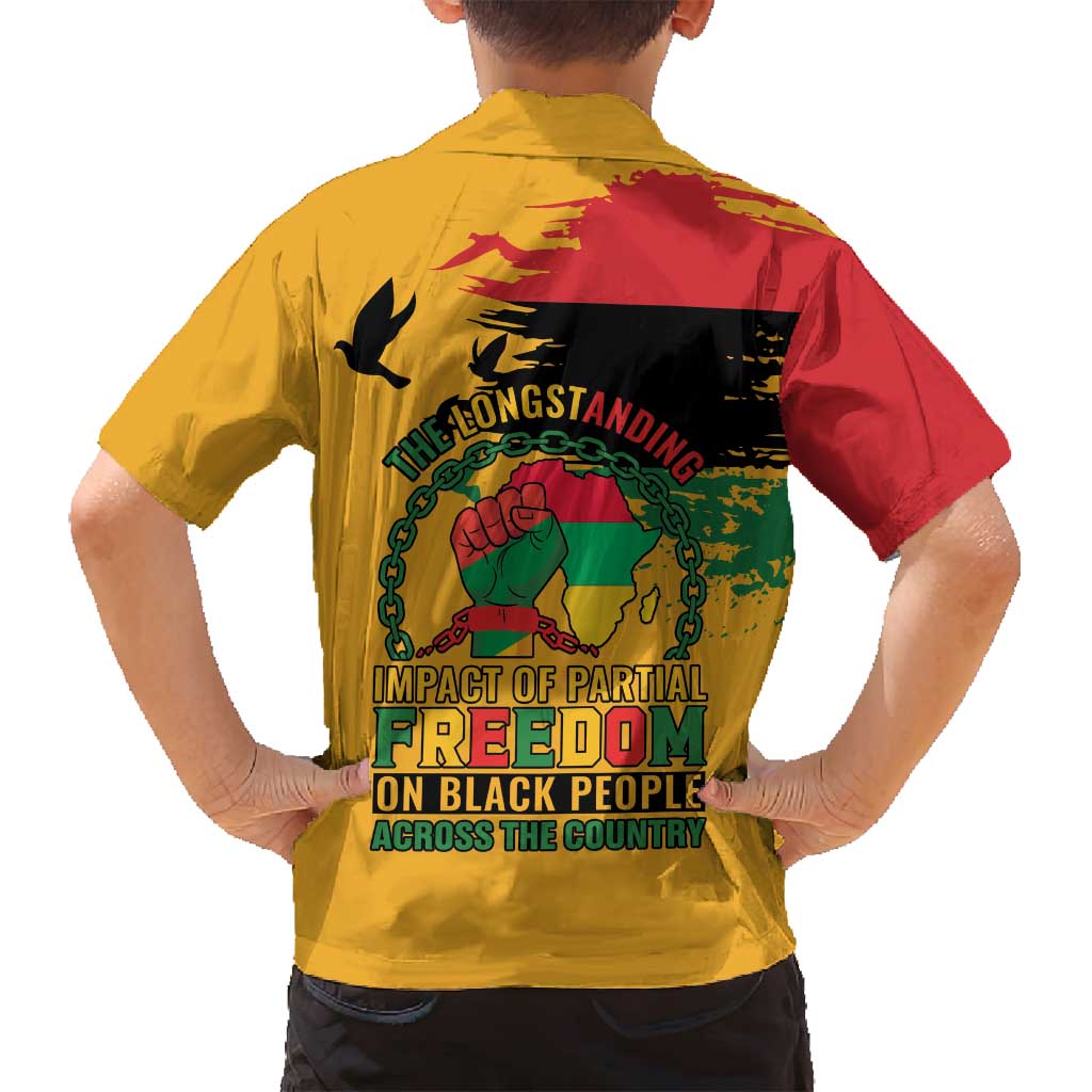 Juneteenth African American Family Matching Off Shoulder Maxi Dress and Hawaiian Shirt Free-ish Since 1865