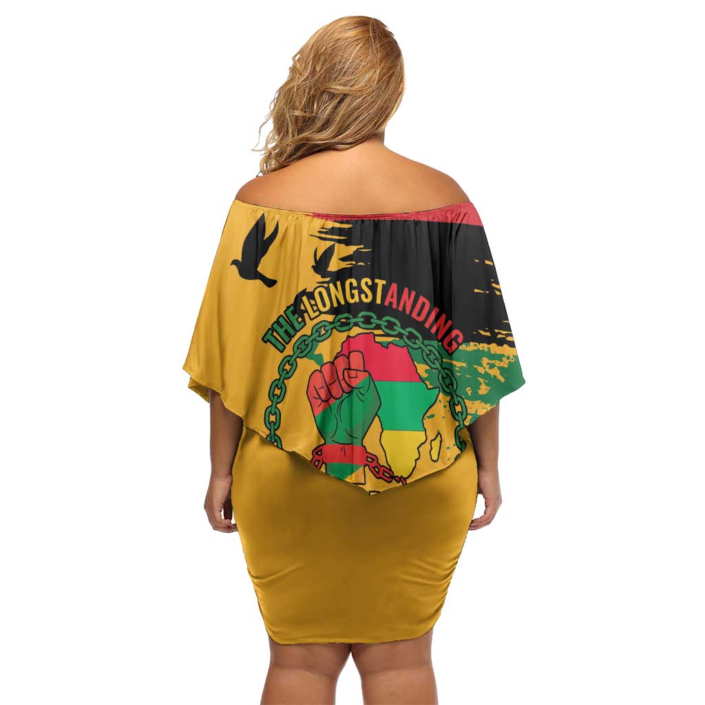 Juneteenth African American Family Matching Off Shoulder Short Dress and Hawaiian Shirt Free-ish Since 1865