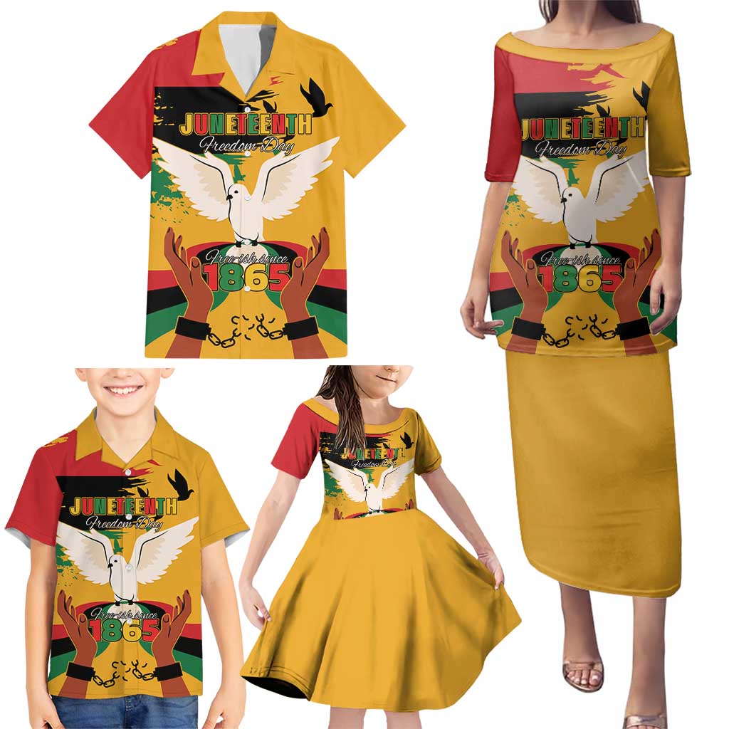 Juneteenth African American Family Matching Puletasi and Hawaiian Shirt Free-ish Since 1865