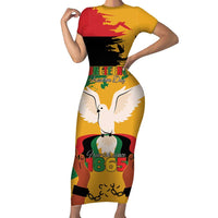 Juneteenth African American Family Matching Short Sleeve Bodycon Dress and Hawaiian Shirt Free-ish Since 1865