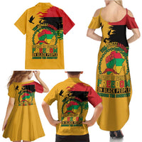 Juneteenth African American Family Matching Summer Maxi Dress and Hawaiian Shirt Free-ish Since 1865