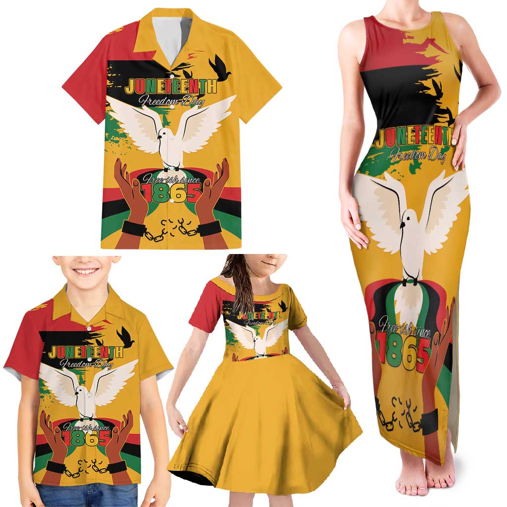 Juneteenth African American Family Matching Tank Maxi Dress and Hawaiian Shirt Free-ish Since 1865