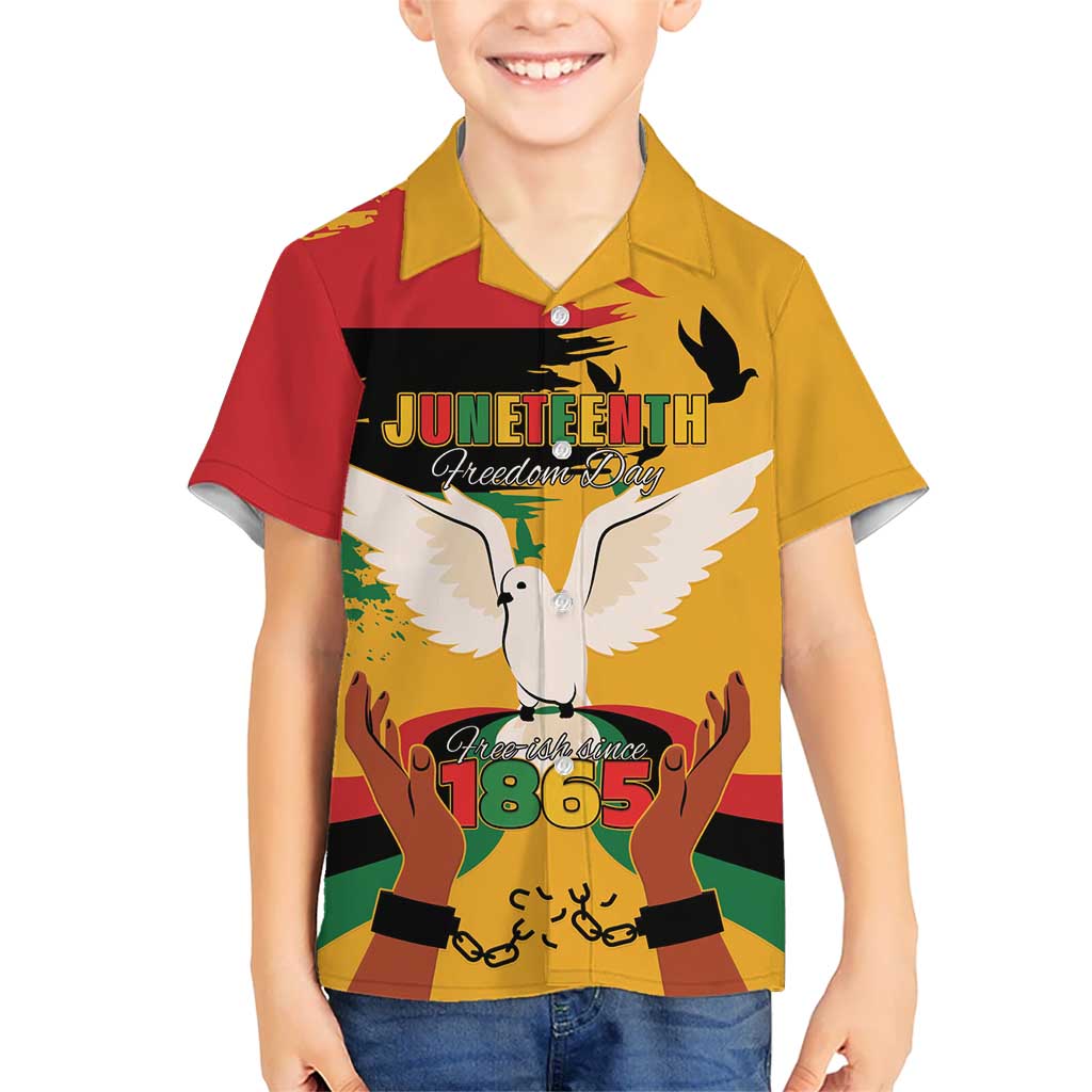 Juneteenth African American Kid Hawaiian Shirt Free-ish Since 1865