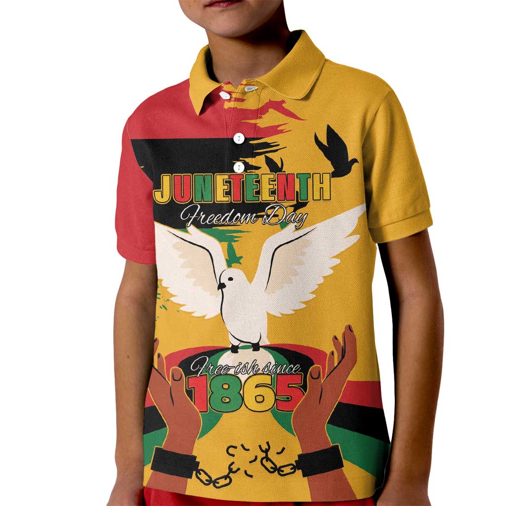 Juneteenth African American Kid Polo Shirt Free-ish Since 1865