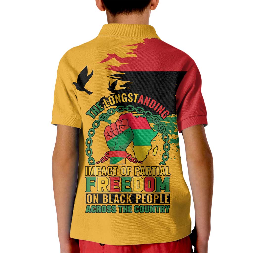 Juneteenth African American Kid Polo Shirt Free-ish Since 1865