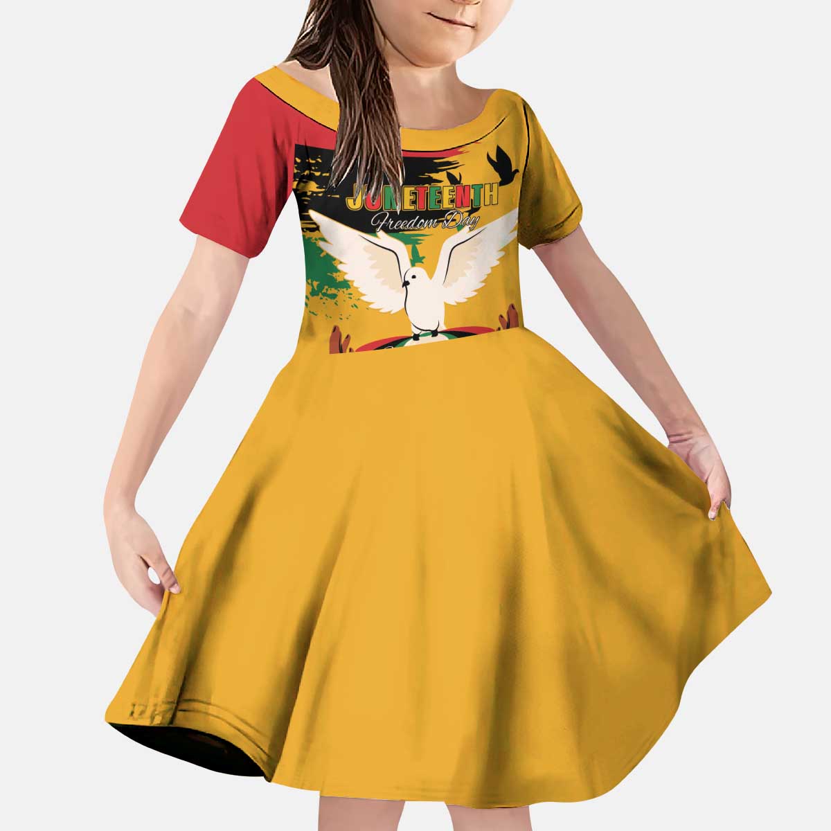 Juneteenth African American Kid Short Sleeve Dress Free-ish Since 1865