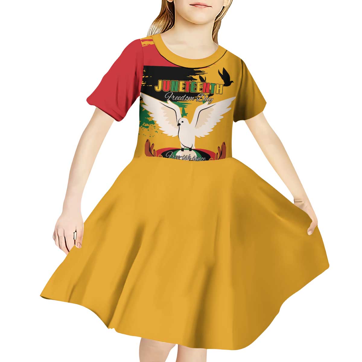Juneteenth African American Kid Short Sleeve Dress Free-ish Since 1865