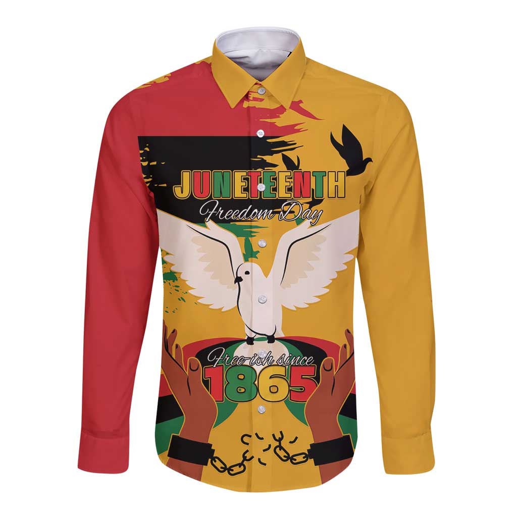Juneteenth African American Long Sleeve Button Shirt Free-ish Since 1865