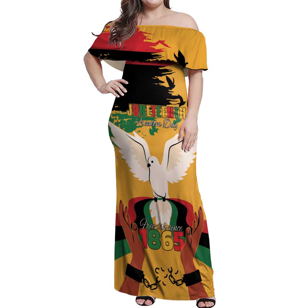 Juneteenth African American Off Shoulder Maxi Dress Free-ish Since 1865