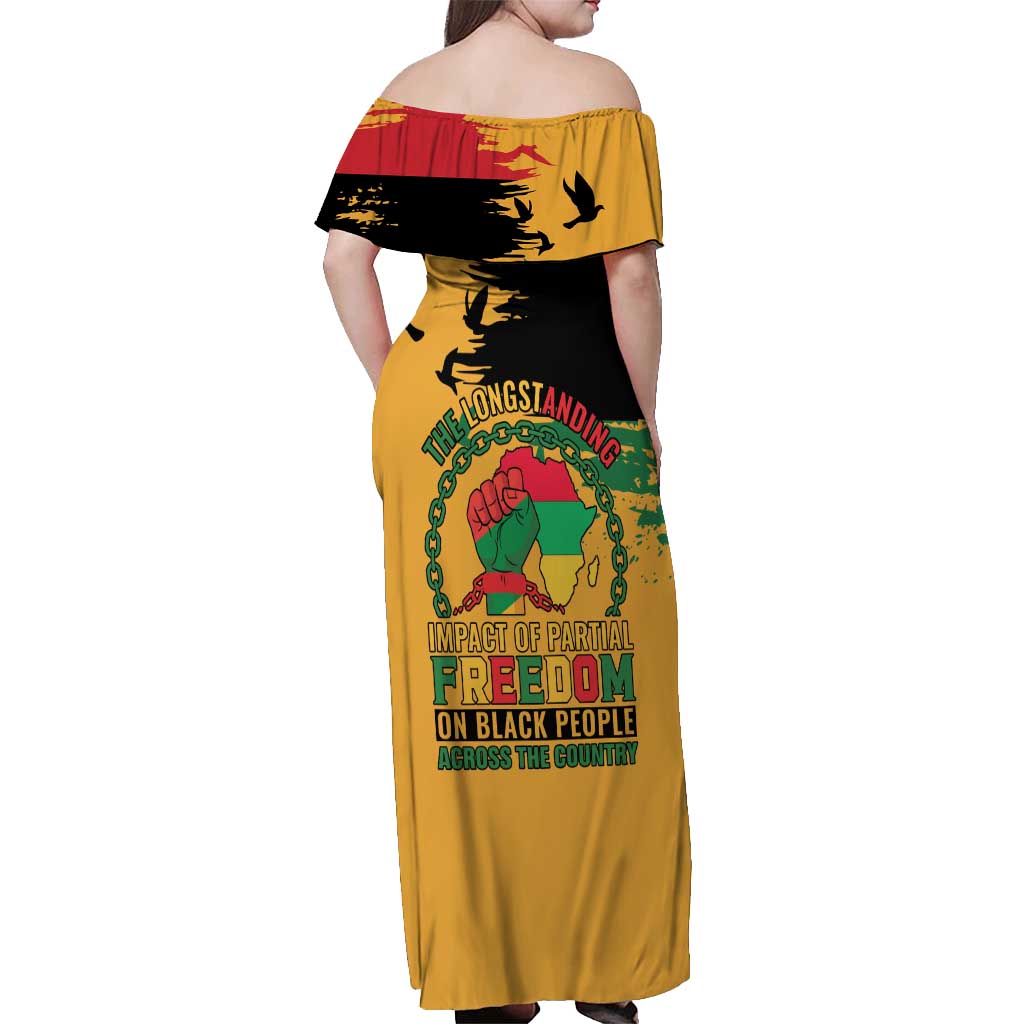 Juneteenth African American Off Shoulder Maxi Dress Free-ish Since 1865