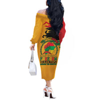 Juneteenth African American Off The Shoulder Long Sleeve Dress Free-ish Since 1865