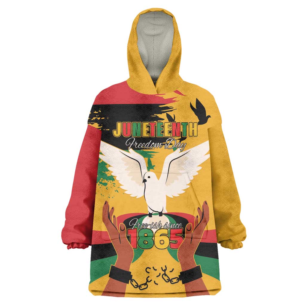 Juneteenth African American Wearable Blanket Hoodie Free-ish Since 1865