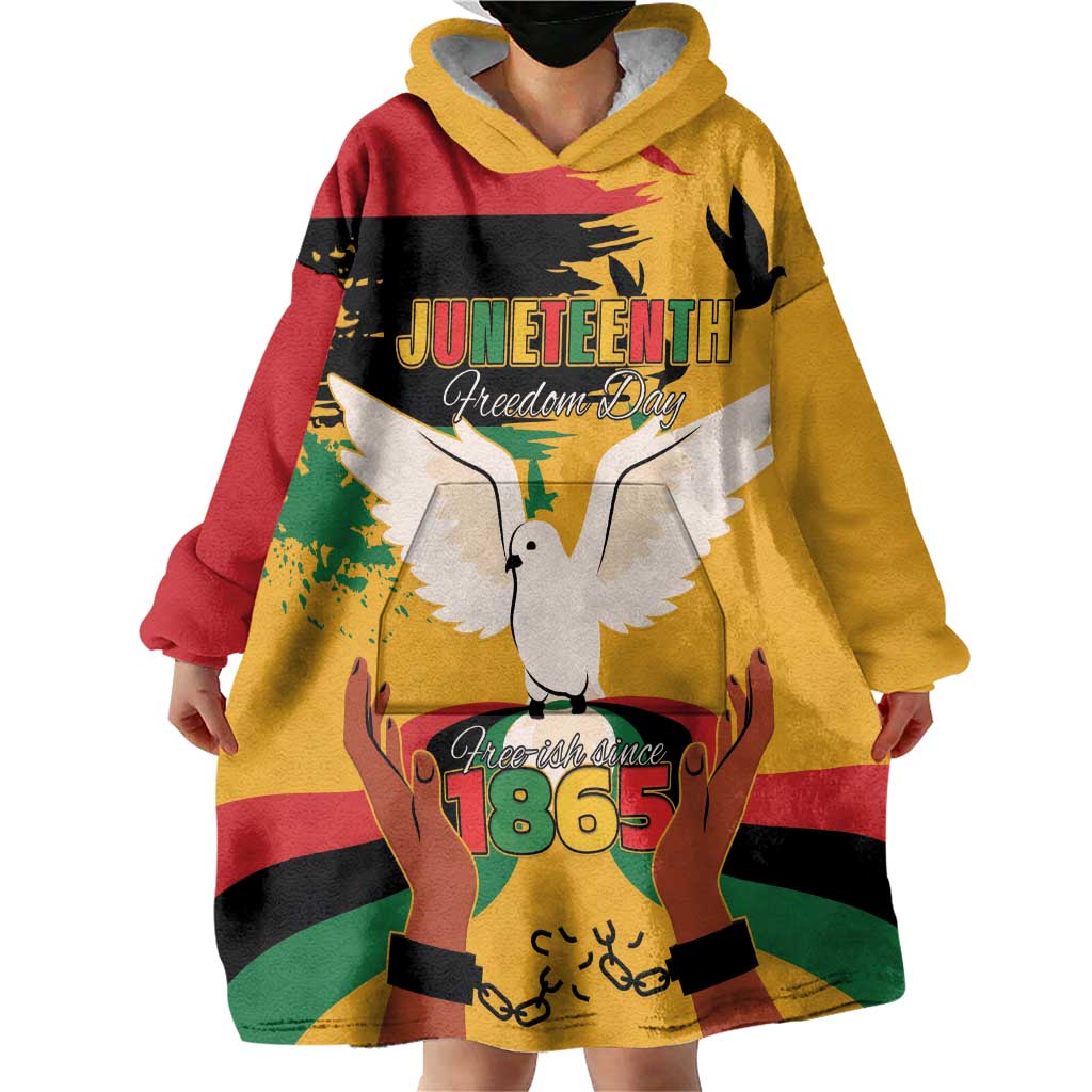 Juneteenth African American Wearable Blanket Hoodie Free-ish Since 1865
