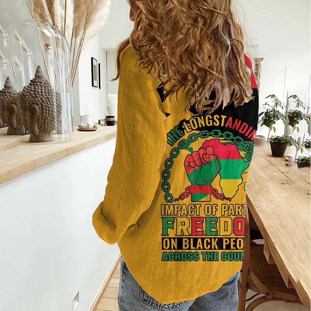 Juneteenth African American Women Casual Shirt Free-ish Since 1865
