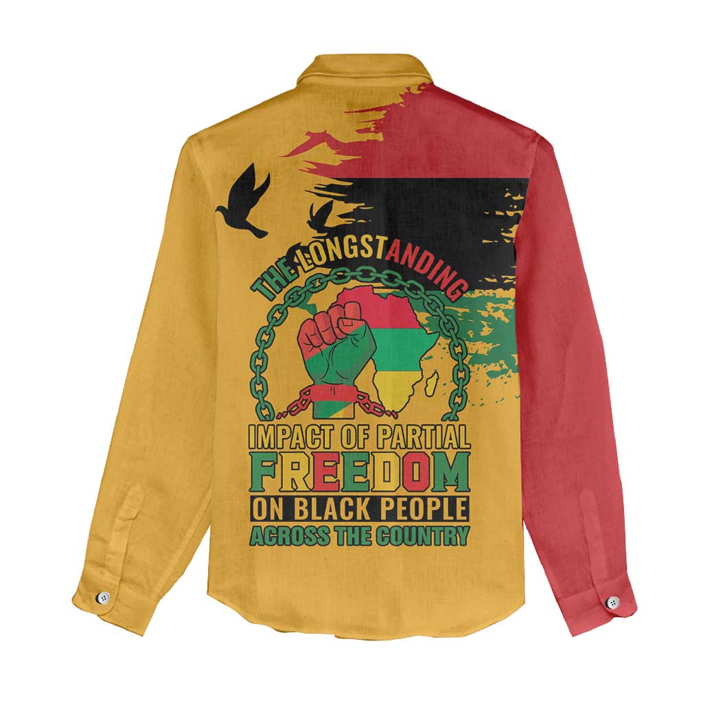 Juneteenth African American Women Casual Shirt Free-ish Since 1865