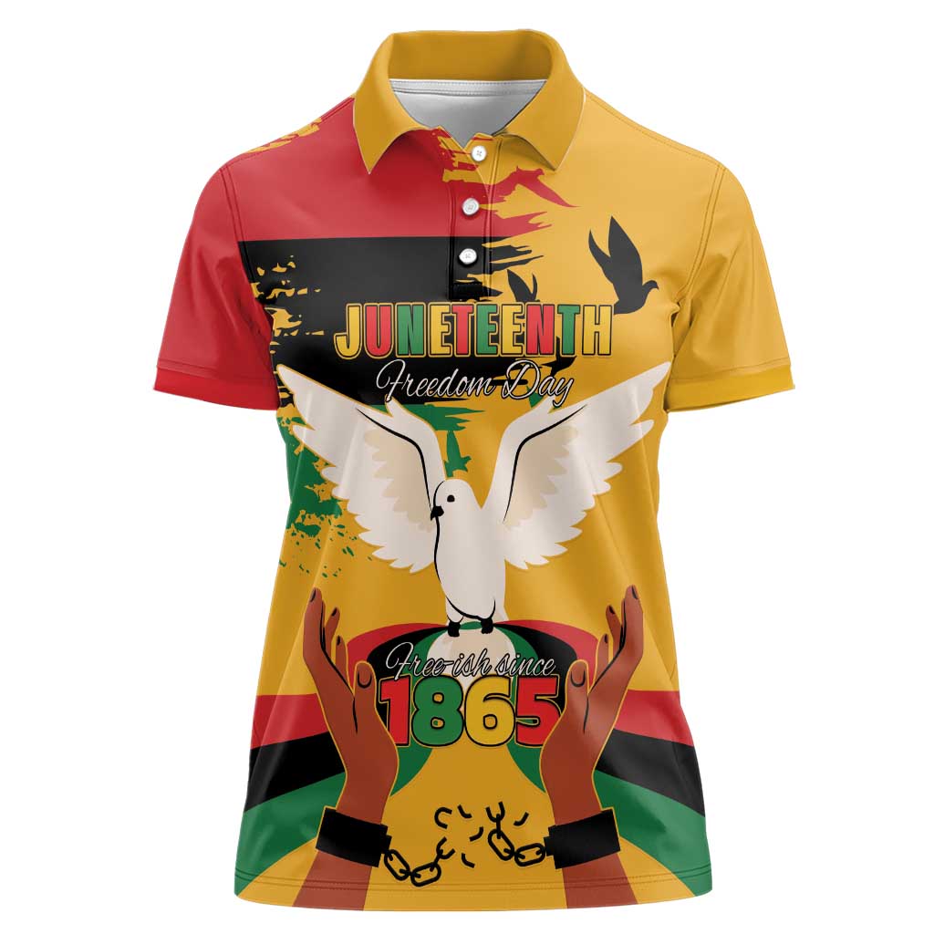 Juneteenth African American Women Polo Shirt Free-ish Since 1865