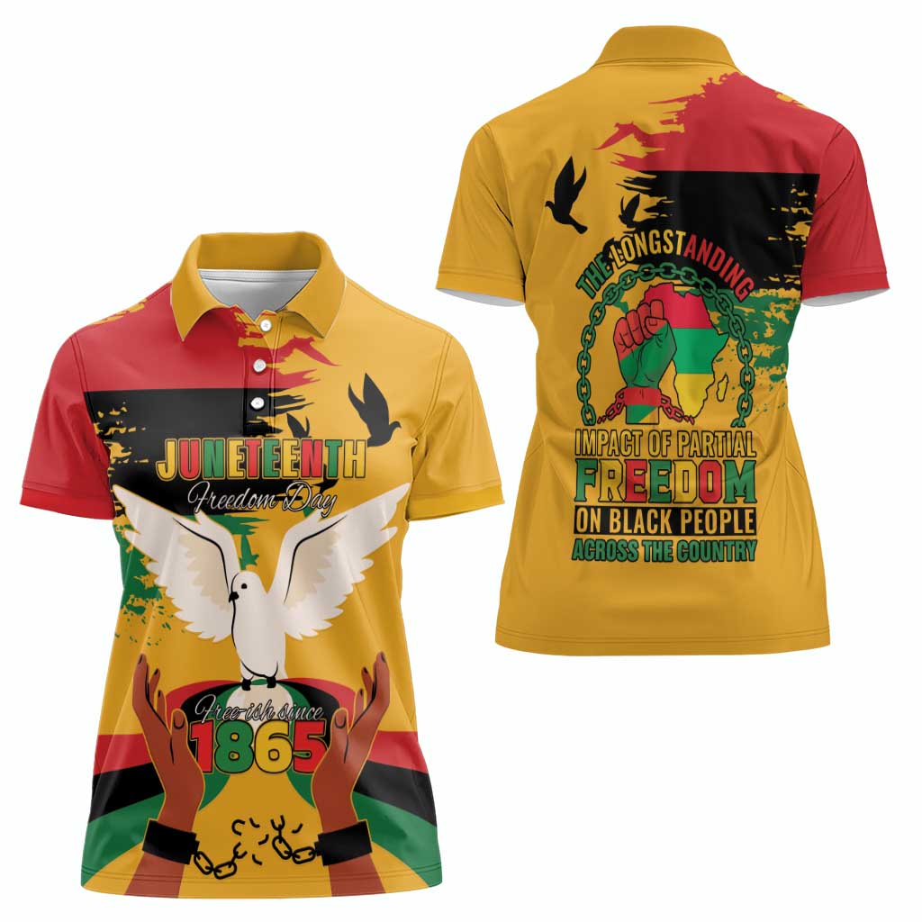 Juneteenth African American Women Polo Shirt Free-ish Since 1865