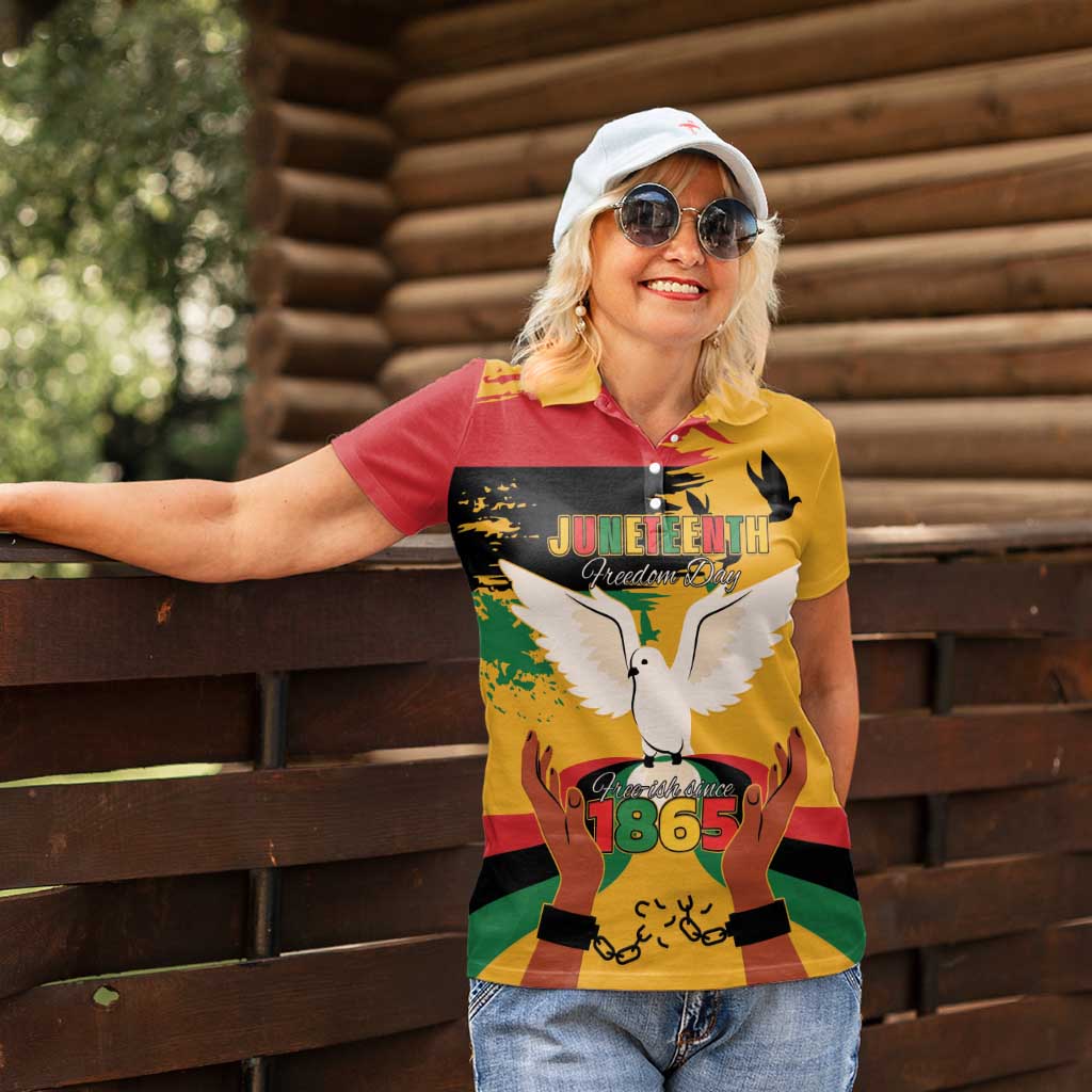 Juneteenth African American Women Polo Shirt Free-ish Since 1865