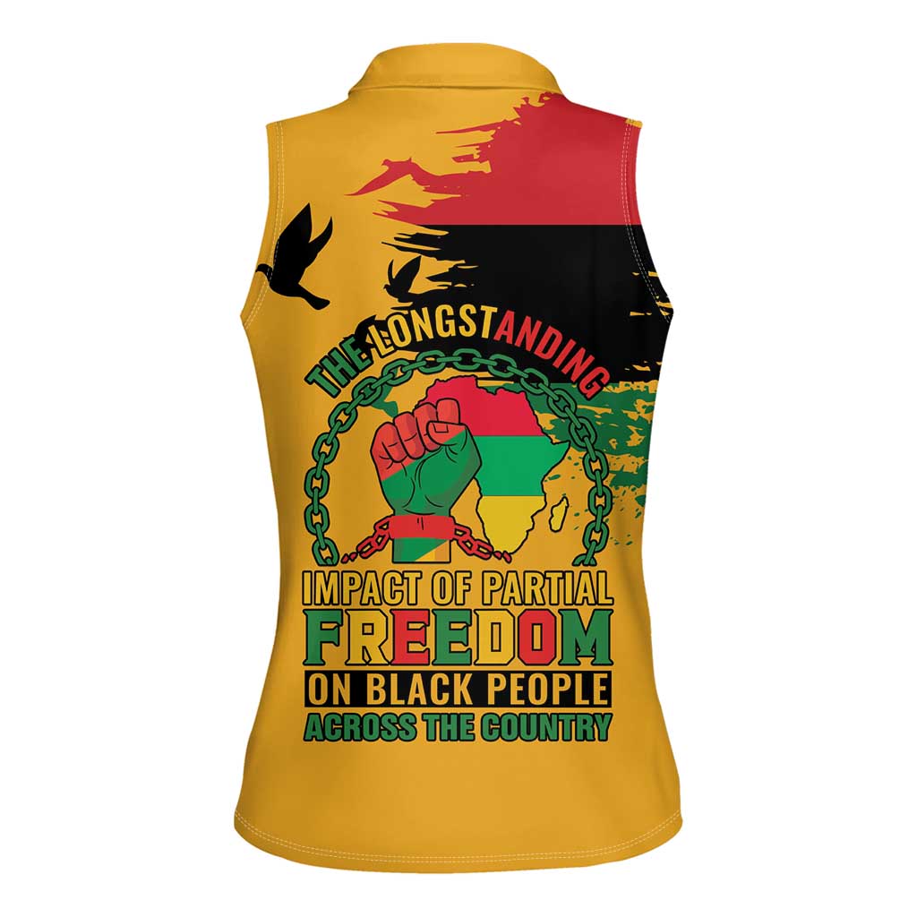Juneteenth African American Women Sleeveless Polo Shirt Free-ish Since 1865
