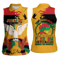 Juneteenth African American Women Sleeveless Polo Shirt Free-ish Since 1865