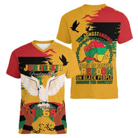 Juneteenth African American Women V-Neck T-Shirt Free-ish Since 1865