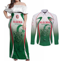 Algeria Rugby Custom Couples Matching Off Shoulder Maxi Dress and Long Sleeve Button Shirt Go Lion Cubs