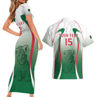 Algeria Rugby Custom Couples Matching Short Sleeve Bodycon Dress and Hawaiian Shirt Go Lion Cubs