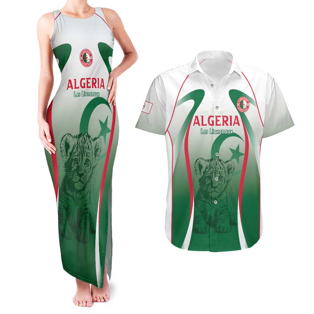 Algeria Rugby Custom Couples Matching Tank Maxi Dress and Hawaiian Shirt Go Lion Cubs