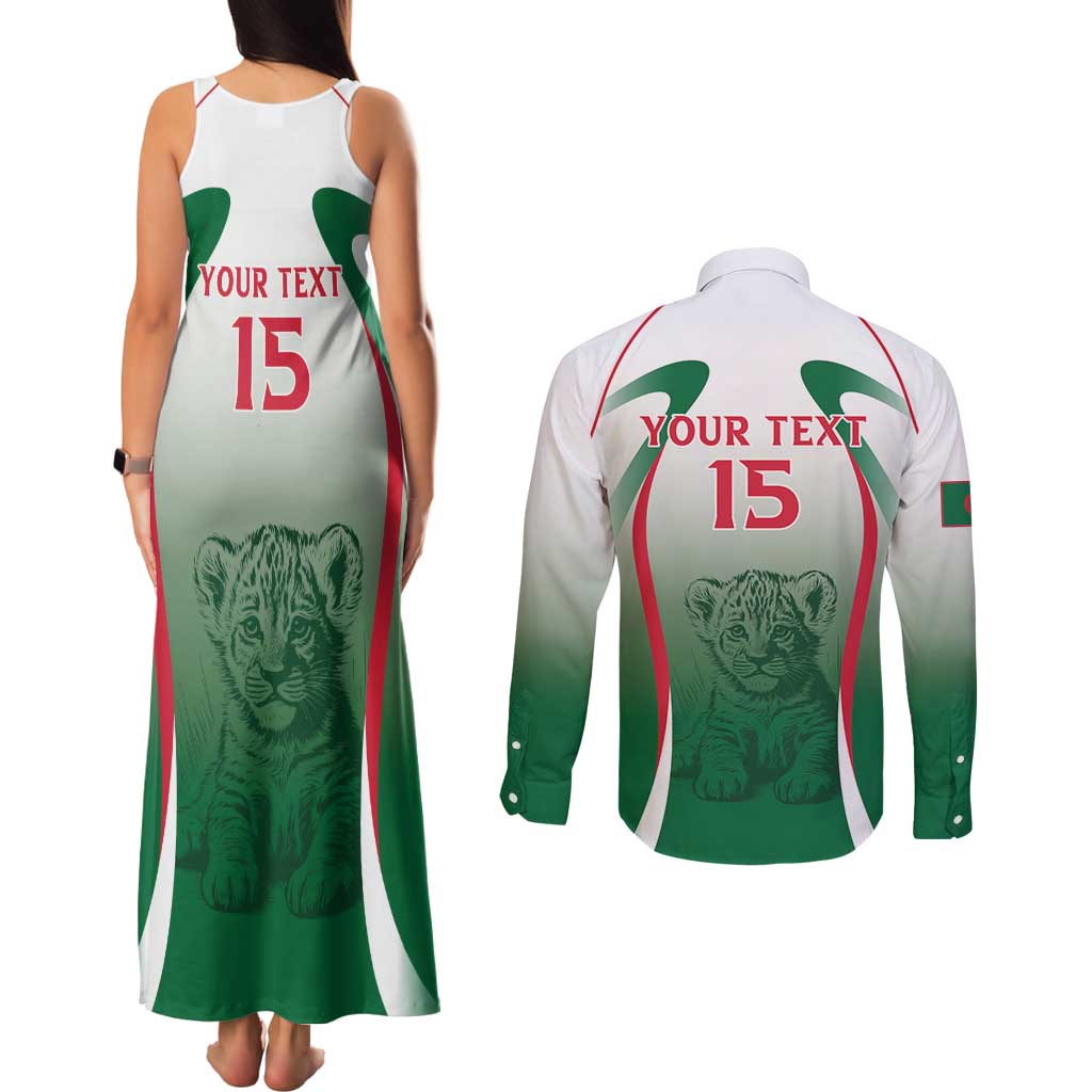 Algeria Rugby Custom Couples Matching Tank Maxi Dress and Long Sleeve Button Shirt Go Lion Cubs
