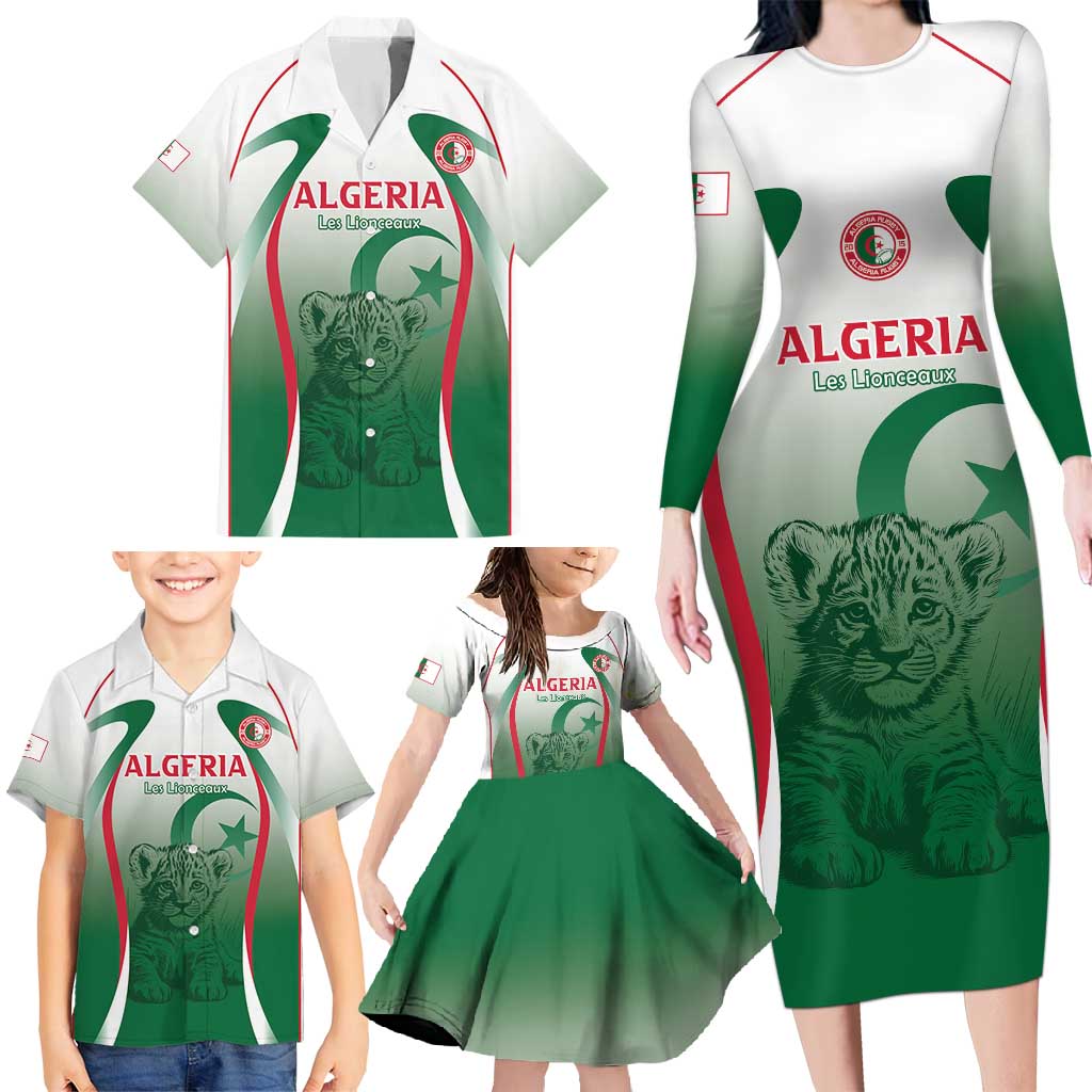 Algeria Rugby Custom Family Matching Long Sleeve Bodycon Dress and Hawaiian Shirt Go Lion Cubs