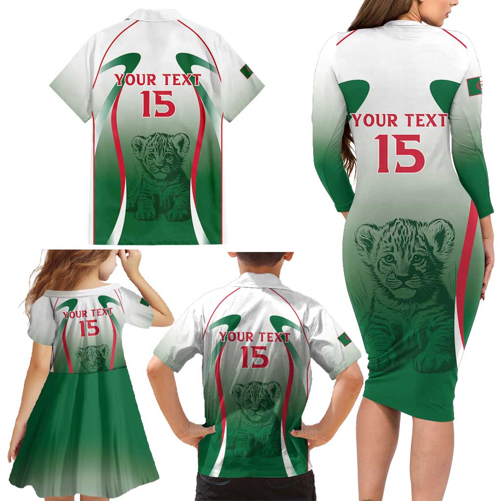 Algeria Rugby Custom Family Matching Long Sleeve Bodycon Dress and Hawaiian Shirt Go Lion Cubs