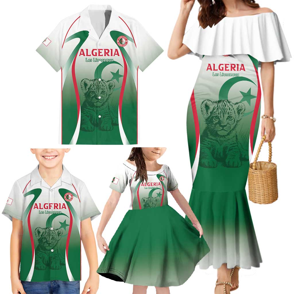 Algeria Rugby Custom Family Matching Mermaid Dress and Hawaiian Shirt Go Lion Cubs