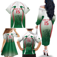 Algeria Rugby Custom Family Matching Off The Shoulder Long Sleeve Dress and Hawaiian Shirt Go Lion Cubs