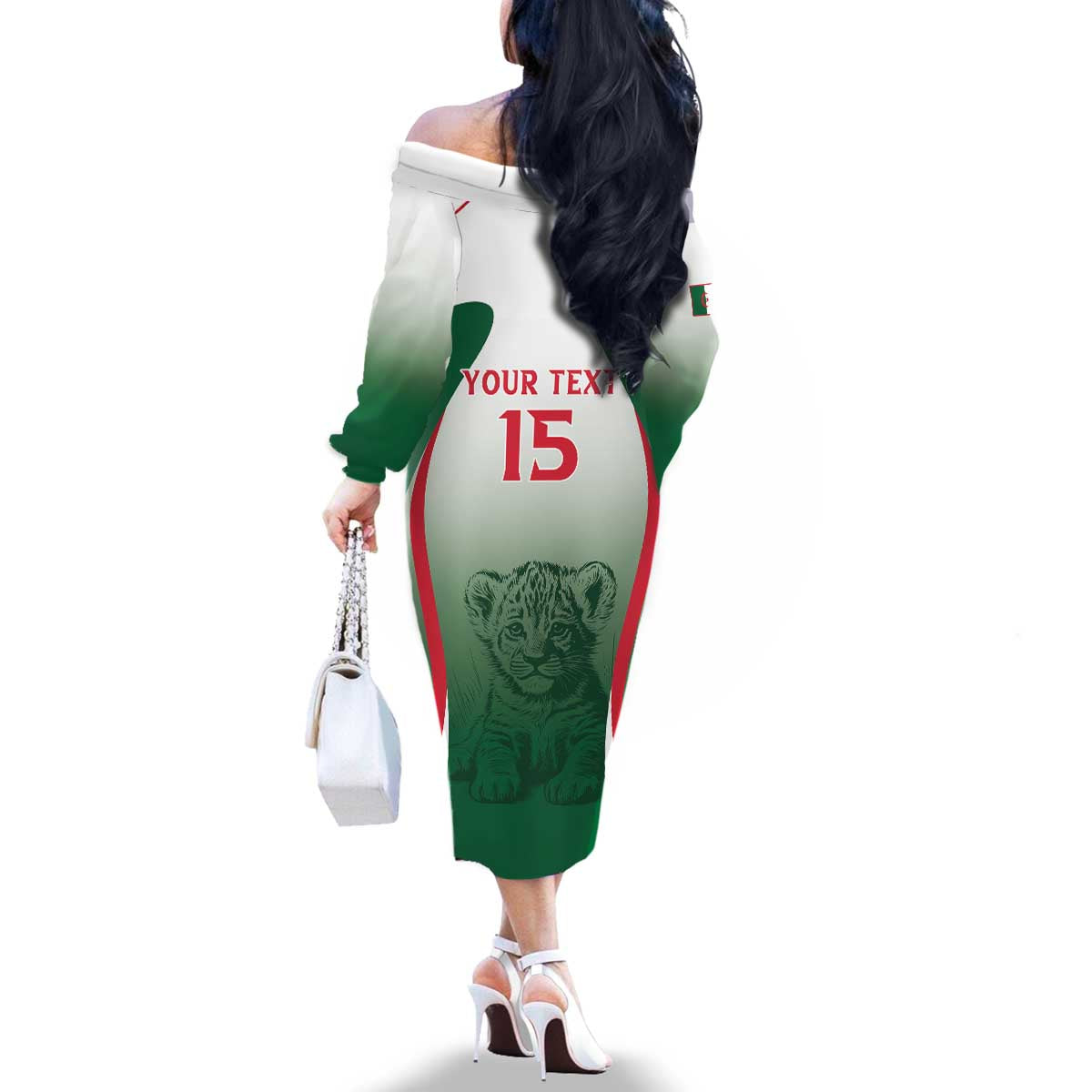 Algeria Rugby Custom Family Matching Off The Shoulder Long Sleeve Dress and Hawaiian Shirt Go Lion Cubs