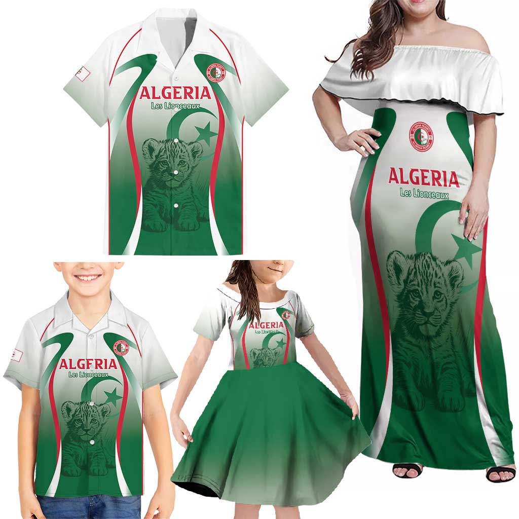 Algeria Rugby Custom Family Matching Off Shoulder Maxi Dress and Hawaiian Shirt Go Lion Cubs