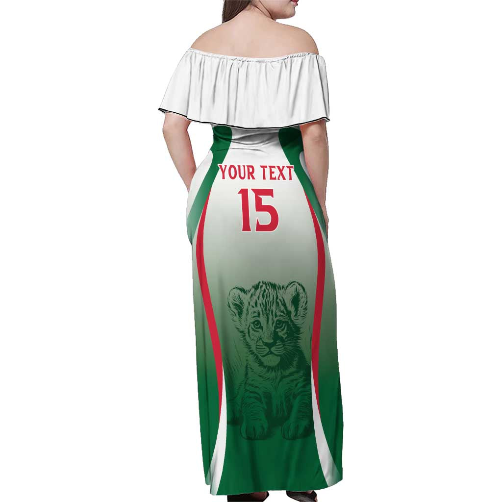 Algeria Rugby Custom Family Matching Off Shoulder Maxi Dress and Hawaiian Shirt Go Lion Cubs