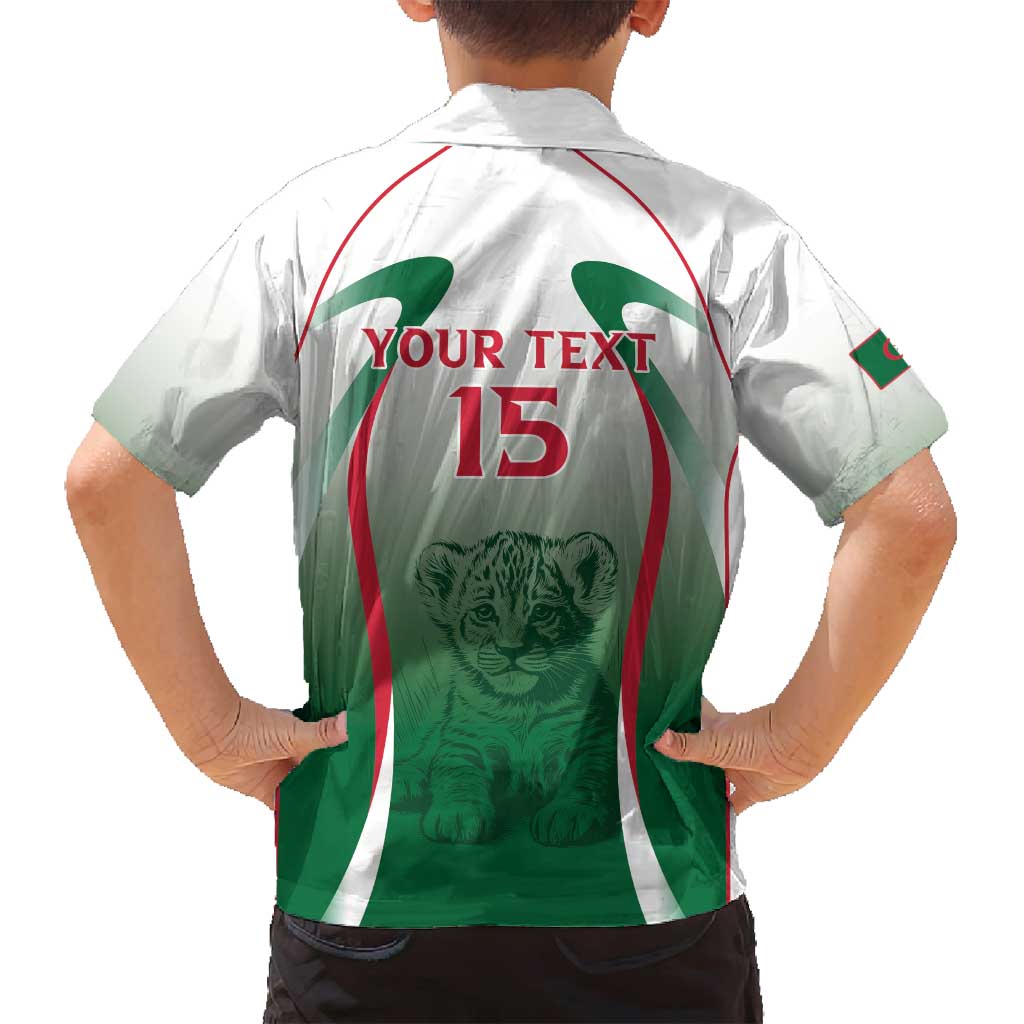 Algeria Rugby Custom Family Matching Off Shoulder Short Dress and Hawaiian Shirt Go Lion Cubs