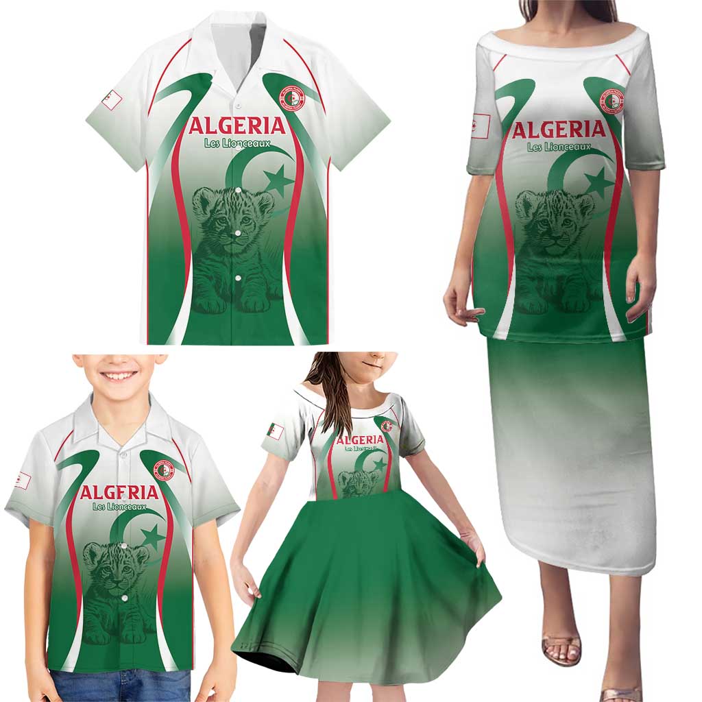 Algeria Rugby Custom Family Matching Puletasi and Hawaiian Shirt Go Lion Cubs